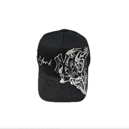 New York Skeleton Premium D Hat, black baseball cap